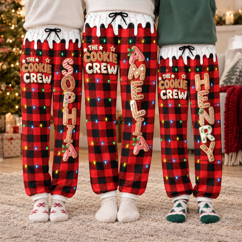 Custom Letter Unisex Sweatpants - Personalized Christmas Birthday Gifts For Mom, Dad, Brother, Sister - Gingerbread Cookie Crew