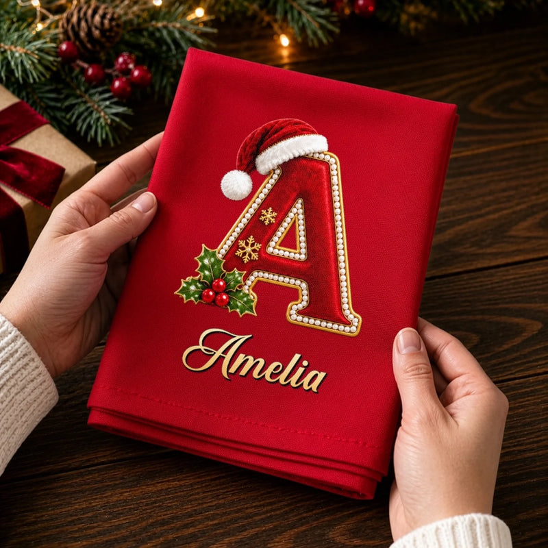Custom Cotton Napkin - Personalized Christmas Birthday Gifts For Mom, Dad, Brother, Sister - Velvet Pearl Holiday Cheer