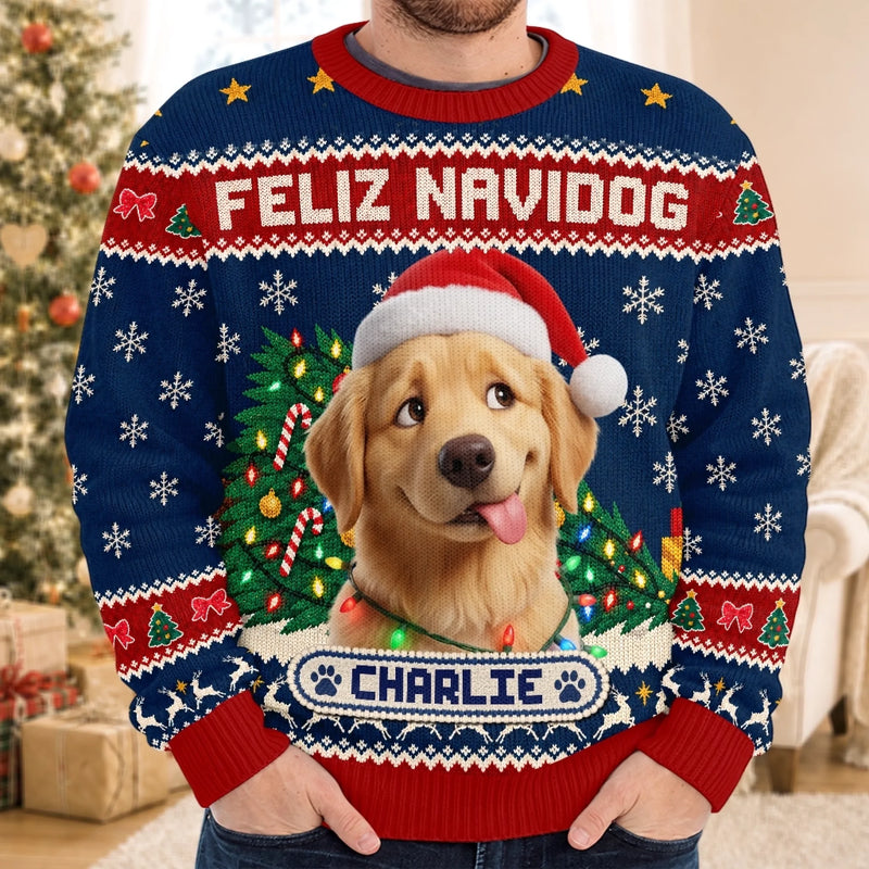 Custom Photo Ugly Sweatshirt - Personalized Christmas Birthday Gifts For Dog Cat Lovers, Dog Dad And Mom, Cat Owners - Holiday Pup
