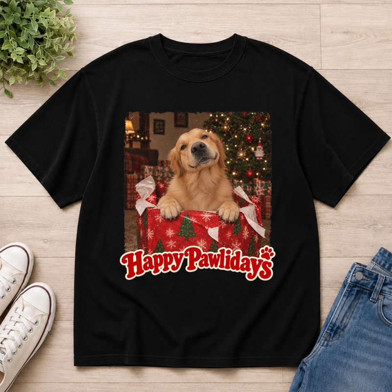 Custom Photo T-Shirt - Personalized Christmas Gifts For Dog Cat Lovers, Dog Dad And Mom, Cat Owners - I Am The Present