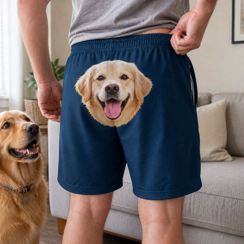 Custom Photo Casual Shorts - Personalized Birthday Gifts For Husband, Son, Grandson, Brother, Grandpa, Dad, Yourself, Dog Cat Lovers - Caught By The Pawlice