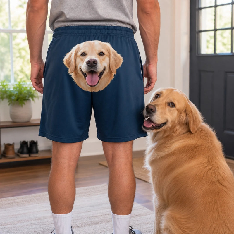 Custom Photo Casual Shorts - Personalized Birthday Gifts For Husband, Son, Grandson, Brother, Grandpa, Dad, Yourself, Dog Cat Lovers - Caught By The Pawlice