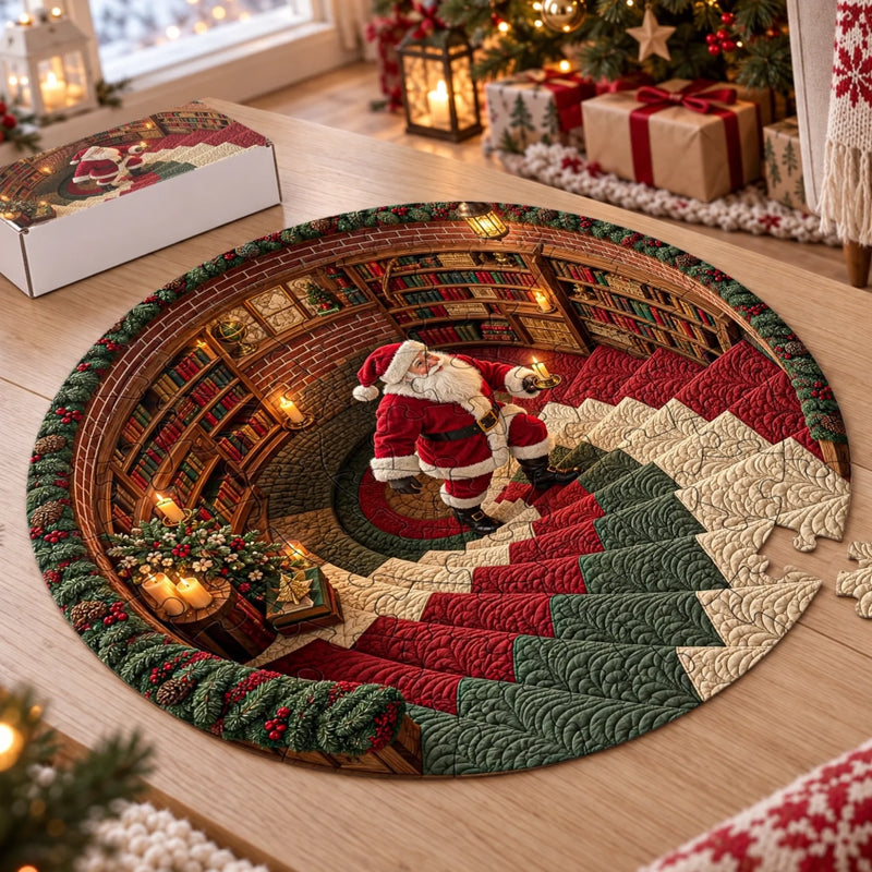 Custom Round Jigsaw Puzzle - Personalized Christmas Birthday Gifts For Kids - Santa In The House