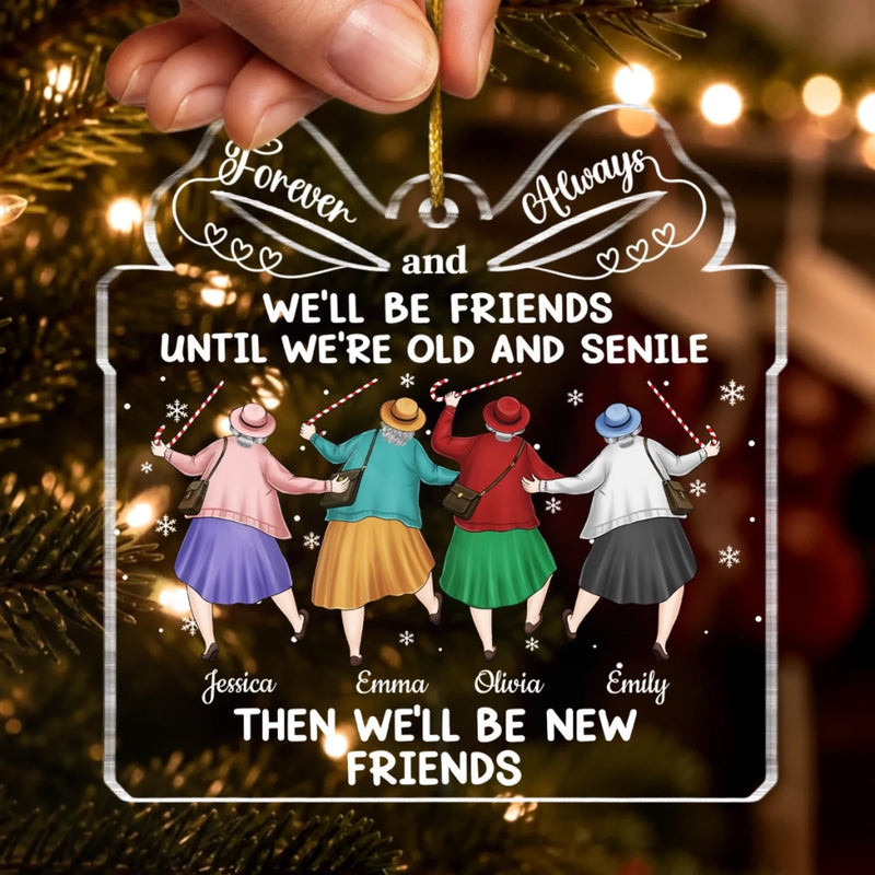 Custom Acrylic Ornament - Personalized Best Friend Christmas Birthday Gifts For Women, Besties, Sisters, BFF - Cheers To All Our Crazy Memories
