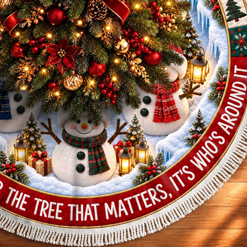 Custom Snowman Tree Skirt - Personalized Christmas Birthday Gifts For Mom, Dad, Brother, Sister - Under The Tree Together