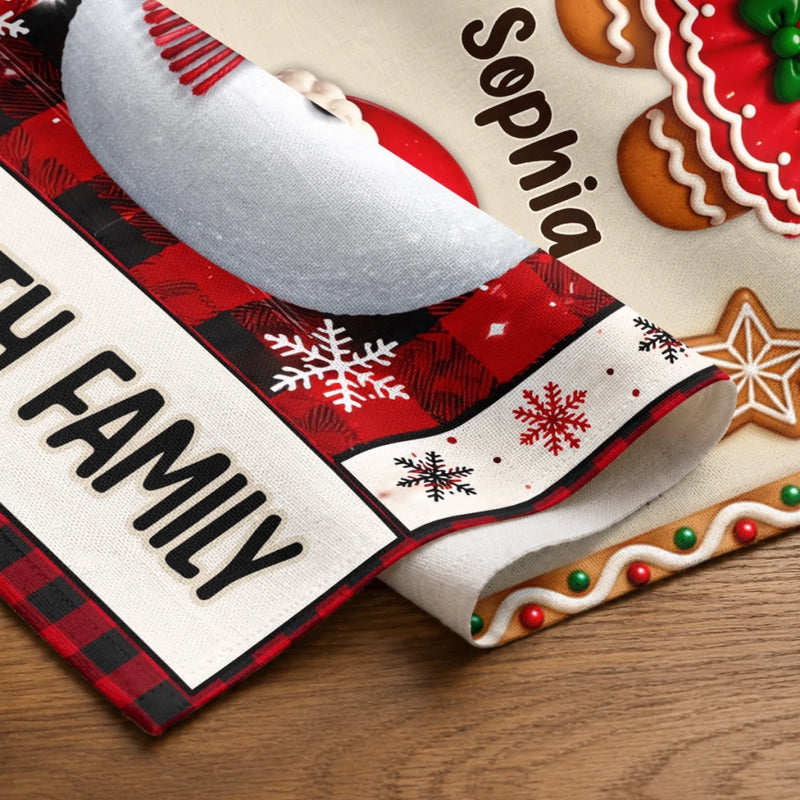 Custom Snowman Table Runner - Personalized Christmas Birthday Gifts For Mom, Dad, Brother, Sister - Christmas Together Feels Right