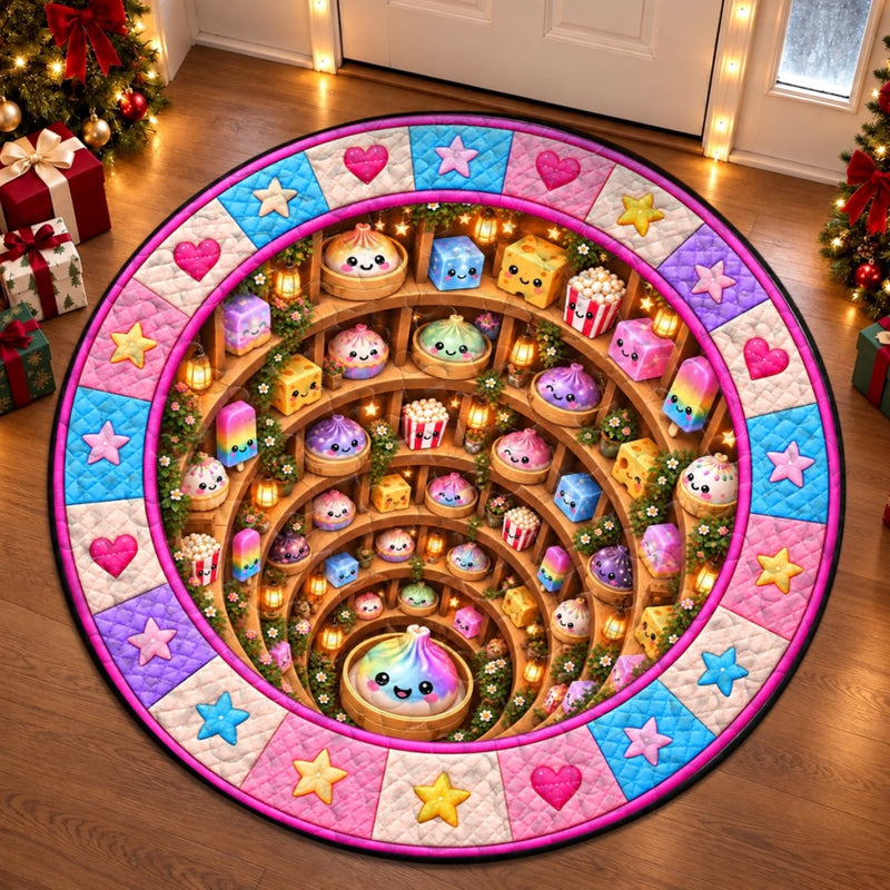 Custom Quilted Round Mat - Personalized Christmas Birthday Gifts For Kids - Merry Squishy Moments