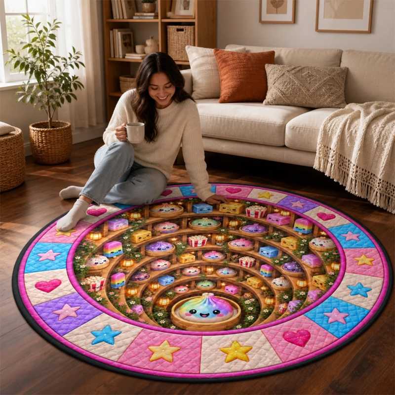 Custom Quilted Round Mat - Personalized Christmas Birthday Gifts For Kids - Merry Squishy Moments