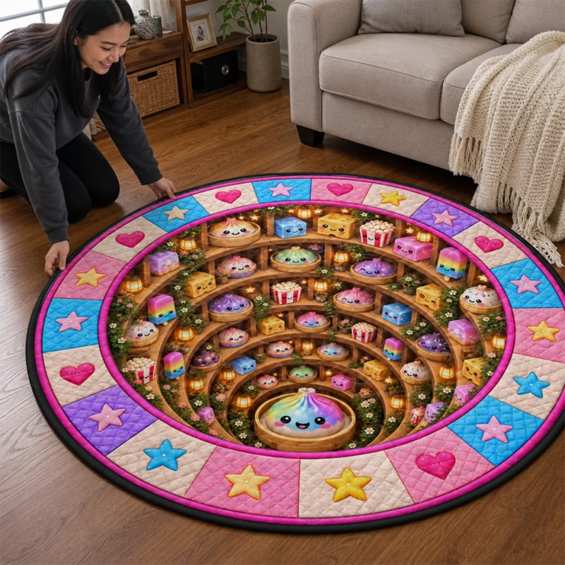 Custom Quilted Round Mat - Personalized Christmas Birthday Gifts For Kids - Merry Squishy Moments