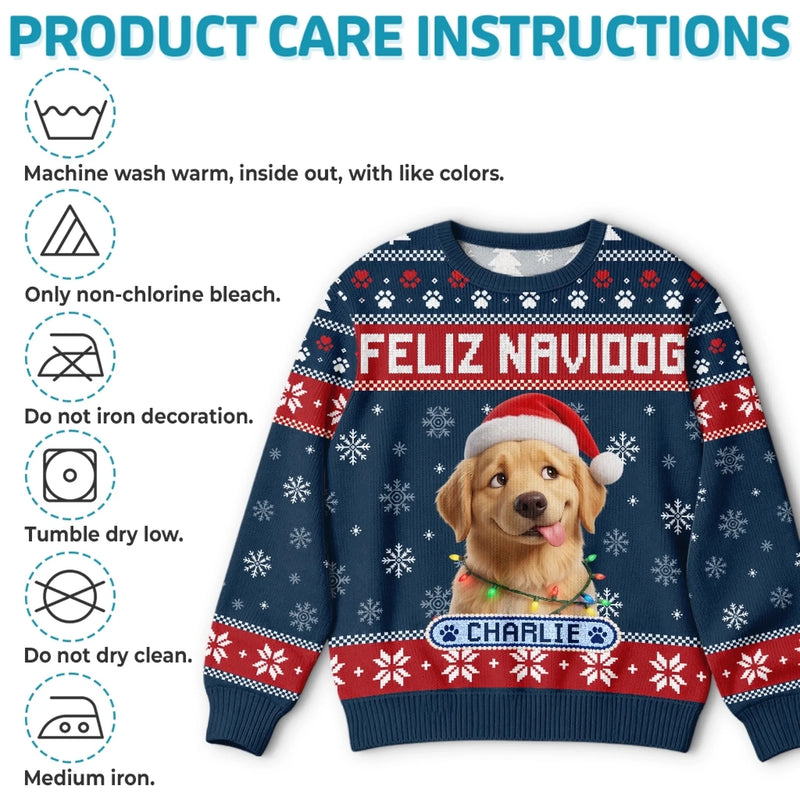 Custom Photo Ugly Sweatshirt - Personalized Christmas Birthday Gifts For Dog Cat Lovers, Dog Dad And Mom, Cat Owners - Jolly Little Pawtner