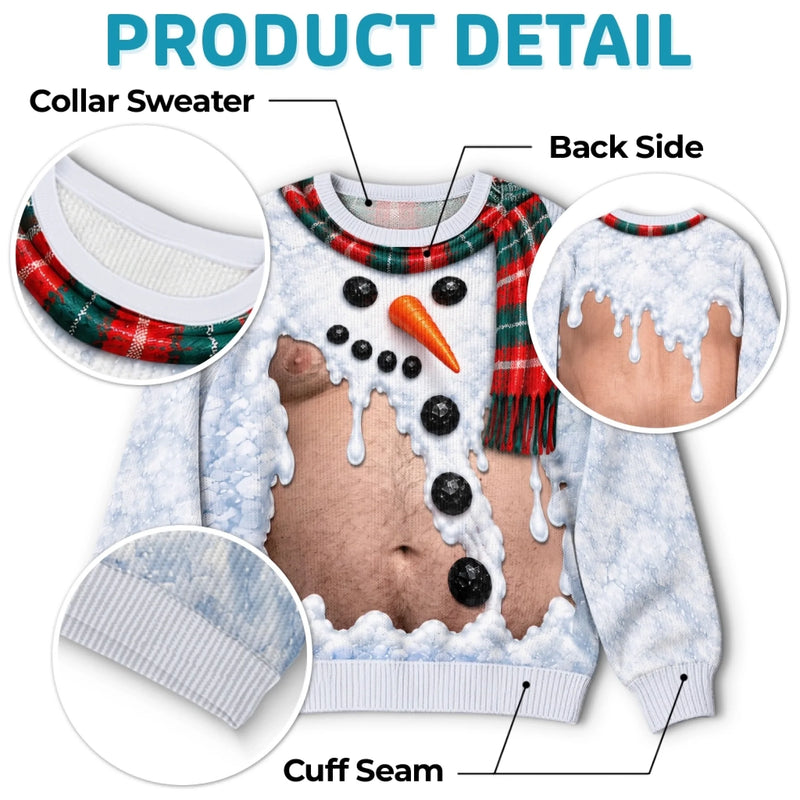 Custom Funny Ugly Sweatshirt - Personalized Christmas Birthday Gifts For Husband, Son, Grandson, Brother, Grandpa, Dad, Yourself - Too Hot For Winter Snow