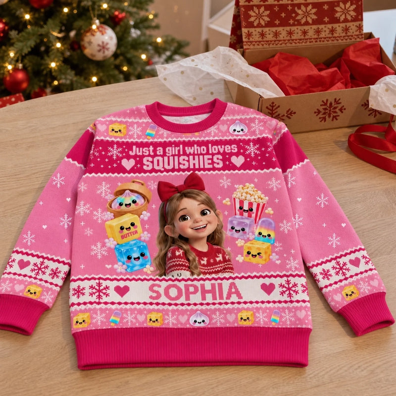 Custom Photo Squishy Ugly Sweatshirt - Personalized Christmas Birthday Gifts For Kids - Made Of Sugar And Sparkles
