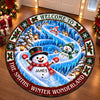 Custom Snowman Quilted Round Mat - Personalized Christmas Birthday Gifts For Mom, Dad, Brother, Sister - Shining Bright With Family Love