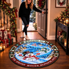Custom Snowman Quilted Round Mat - Personalized Christmas Birthday Gifts For Mom, Dad, Brother, Sister - Shining Bright With Family Love