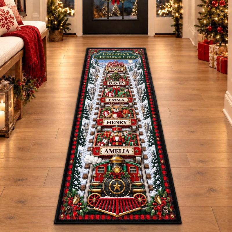 Custom Runner Rug - Personalized Christmas Birthday Gifts For Grandma, Grandpa - Riding Home For Christmas