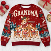 Custom Reindeer Ugly Sweatshirt - Personalized Christmas Birthday Gifts For Grandma - Merry Season, Happy Crew