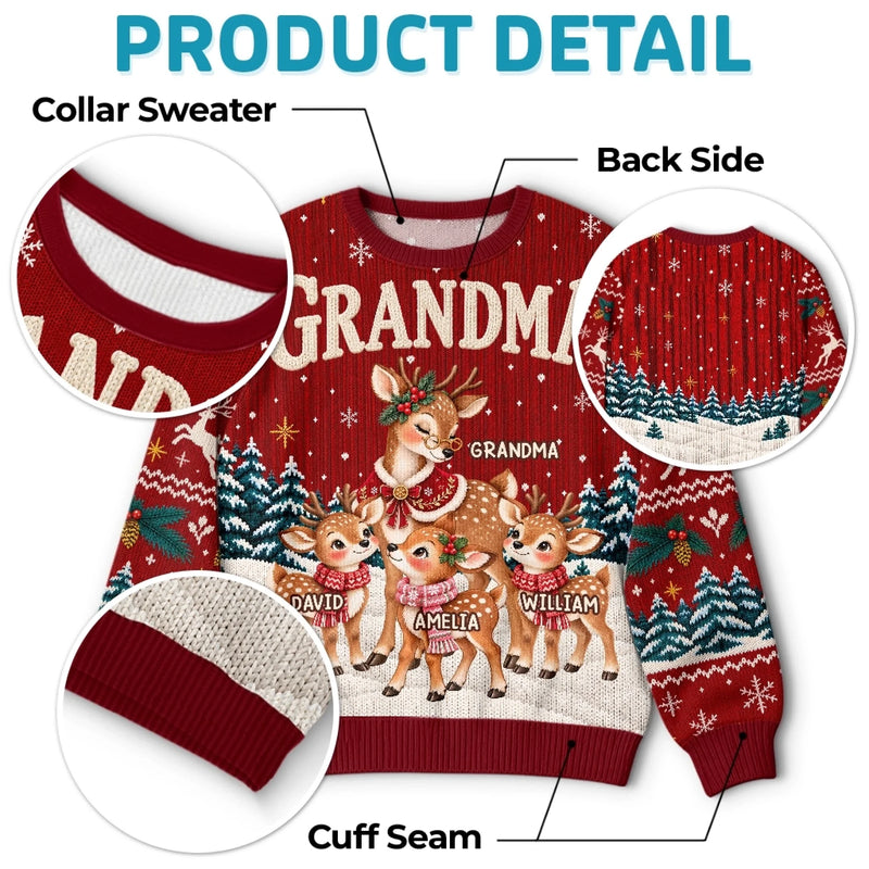 Custom Reindeer Ugly Sweatshirt - Personalized Christmas Birthday Gifts For Grandma - Merry Season, Happy Crew