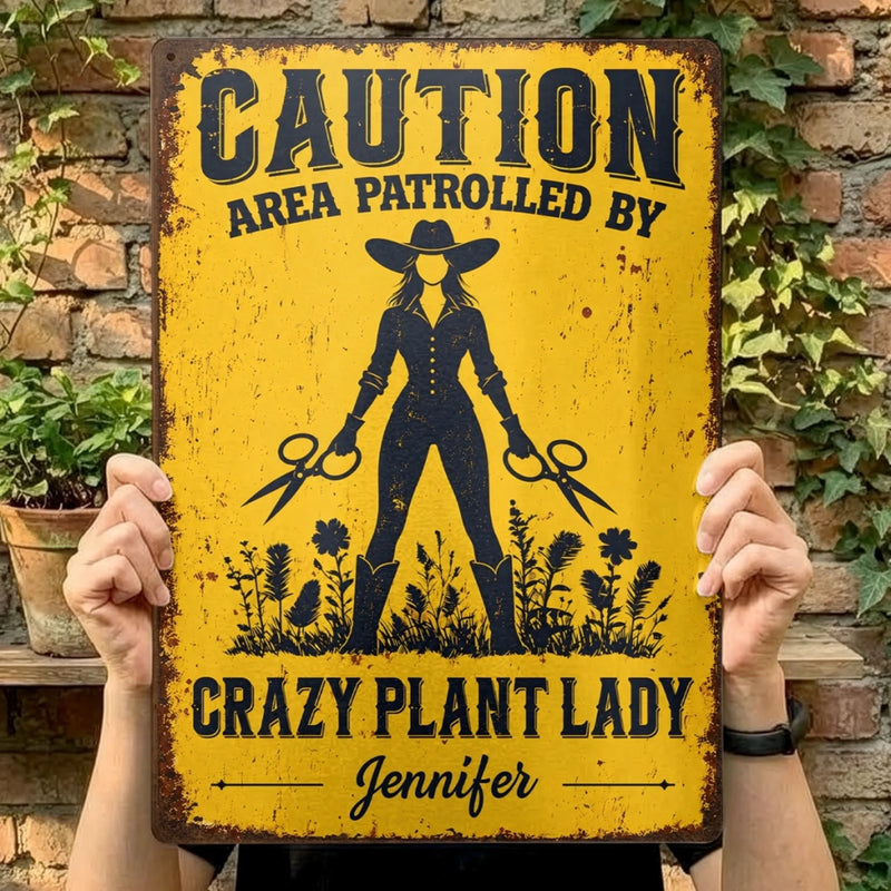 Custom Home Decor Metal Sign - Personalized Birthday Garden Gifts For Gardeners - Crazy Plant Lady Zone