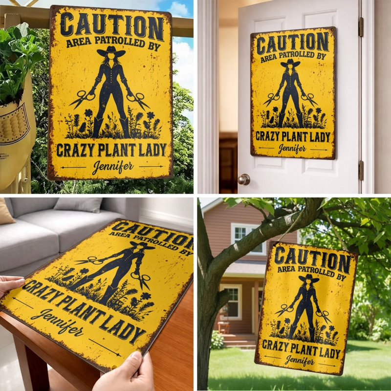 Custom Home Decor Metal Sign - Personalized Birthday Garden Gifts For Gardeners - Crazy Plant Lady Zone