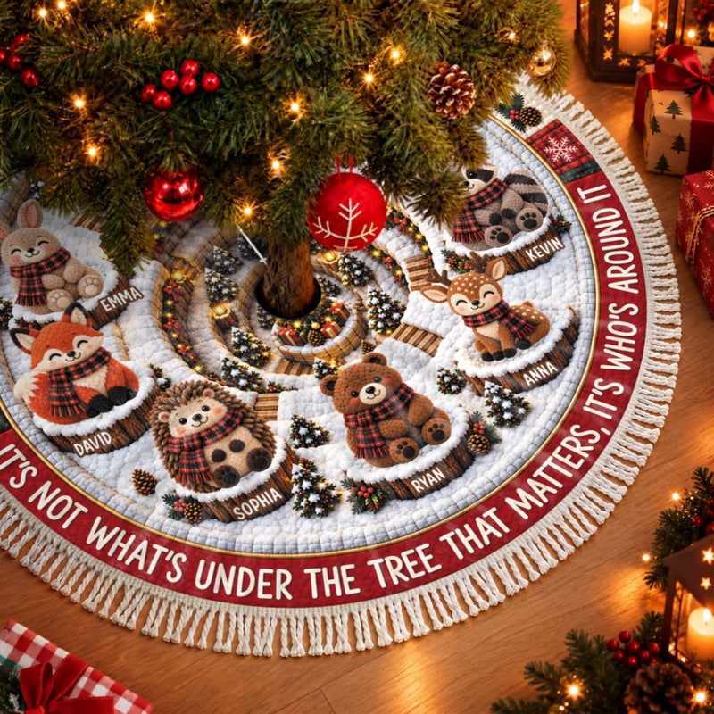 Custom Tree Skirt - Personalized Christmas Birthday Gifts For Mom, Dad, Brother, Sister - Our Happy Place