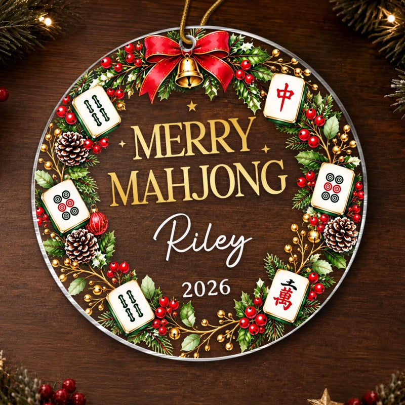 Custom Mahjong Acrylic Ornament - Personalized Christmas Birthday Gifts For Mahjong Players, Mom, Dad, Brother, Sister - Merry Game Vibes All Season