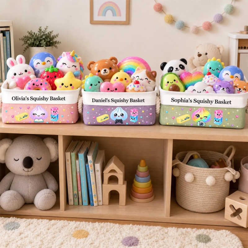 Custom Squishy Storage Basket - Personalized Birthday Gifts For Kids - Happy Days And Sweet Smiles