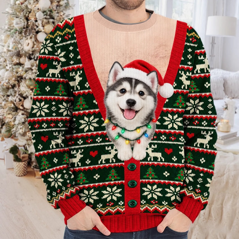 Custom Photo Ugly Sweatshirt - Personalized Christmas Birthday Gifts For Dog Cat Lovers, Dog Dad And Mom, Cat Owners - Making Christmas More Pawfect