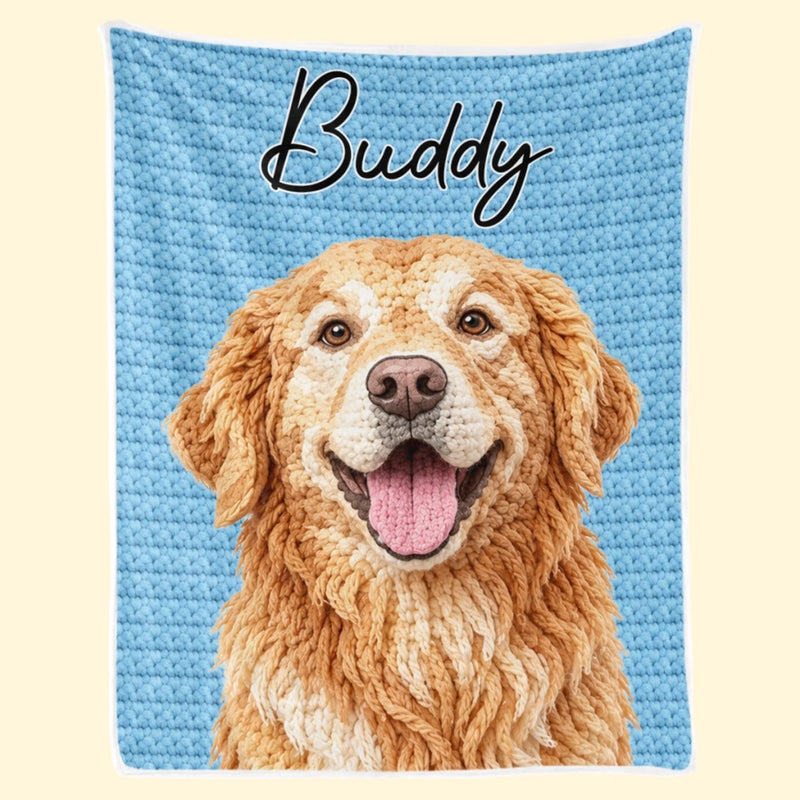 Custom Photo Crochet Effect Blanket - Personalized Birthday Gifts 
For Dog Cat Lovers, Dog Dad And Mom, Cat Owners - My Warmest Little Friend