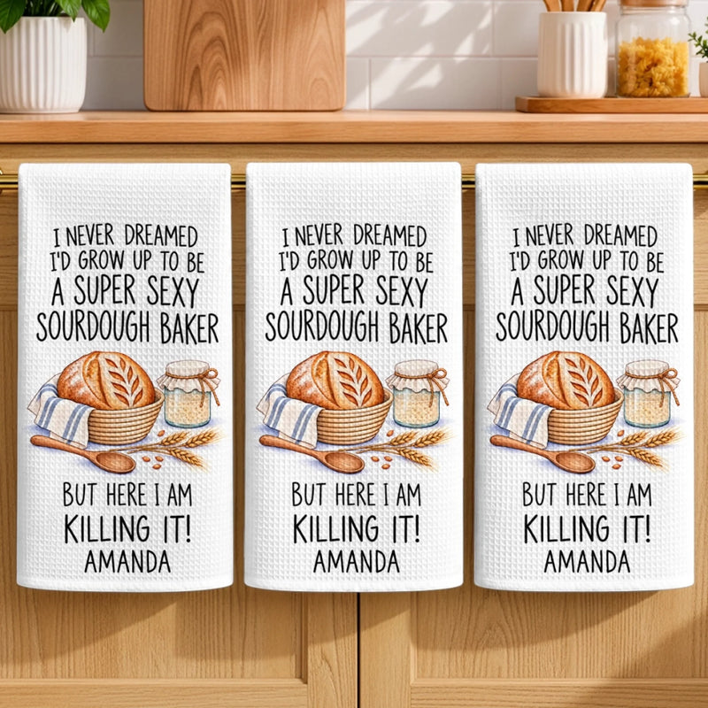 Custom Kitchen Towel - Personalized Birthday Gifts For Sourdough Bakers, Bread Bakers - Born To Bake Sourdough Bread