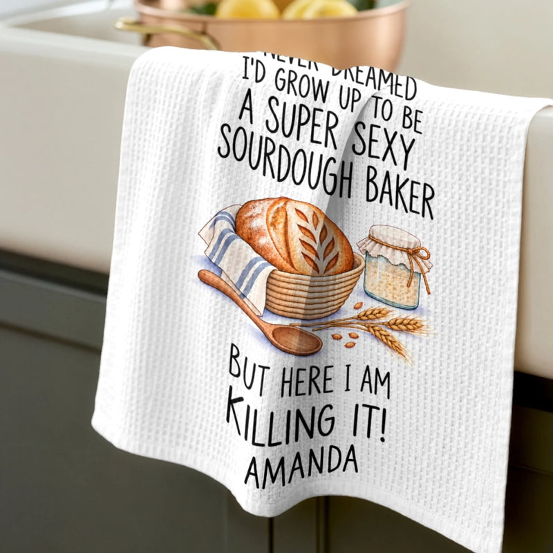 Custom Kitchen Towel - Personalized Birthday Gifts For Sourdough Bakers, Bread Bakers - Born To Bake Sourdough Bread