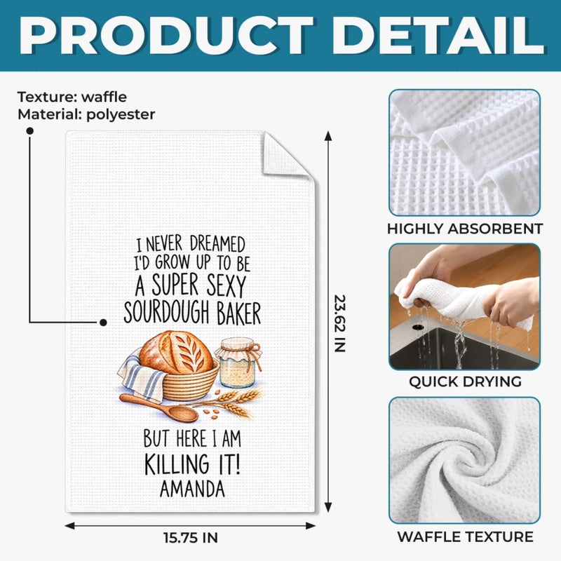 Custom Kitchen Towel - Personalized Birthday Gifts For Sourdough Bakers, Bread Bakers - Born To Bake Sourdough Bread