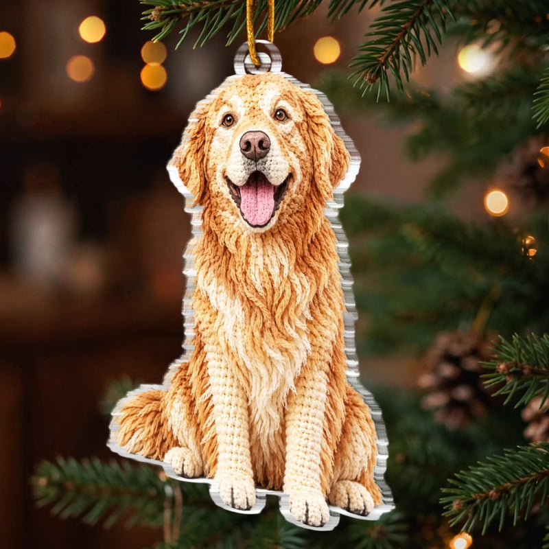 Custom Photo Crochet Doll Effect Acrylic Ornament - Personalized Christmas Birthday Gifts For Dog Cat Lovers, Dog Dad And Mom, Cat Owners - My Favorite Furry Ornament