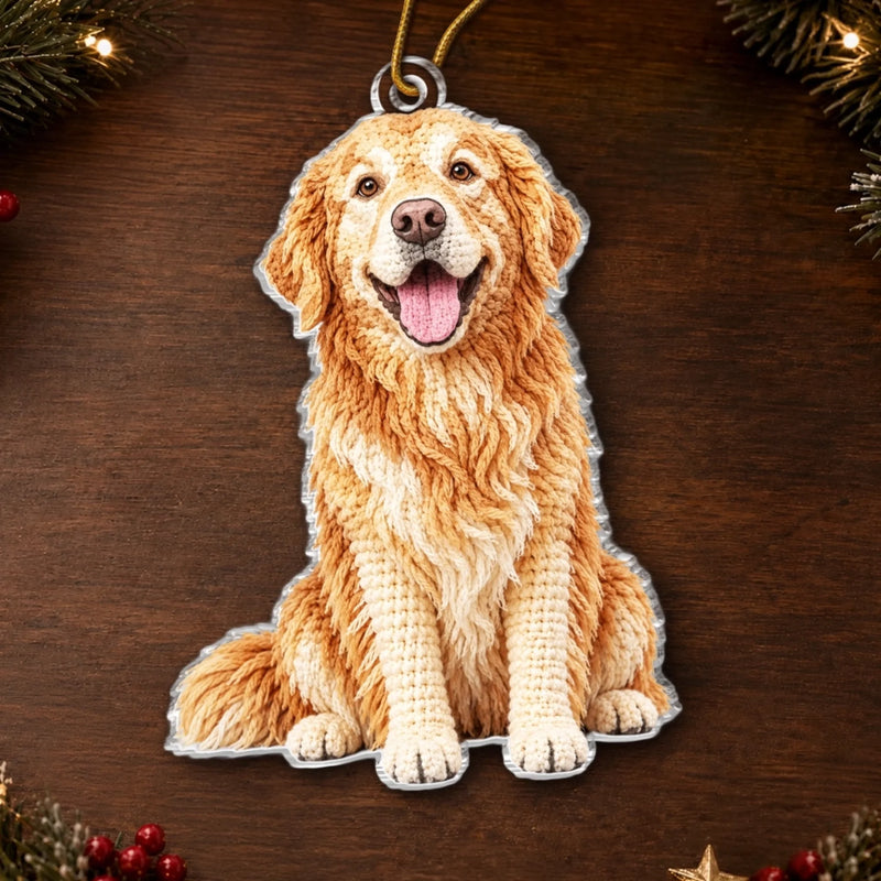 Custom Photo Crochet Doll Effect Acrylic Ornament - Personalized Christmas Birthday Gifts For Dog Cat Lovers, Dog Dad And Mom, Cat Owners - My Favorite Furry Ornament