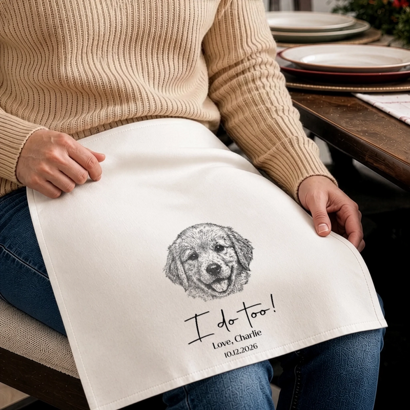 Custom Pet Photo Wedding Gifts - Personalized Cotton Napkin