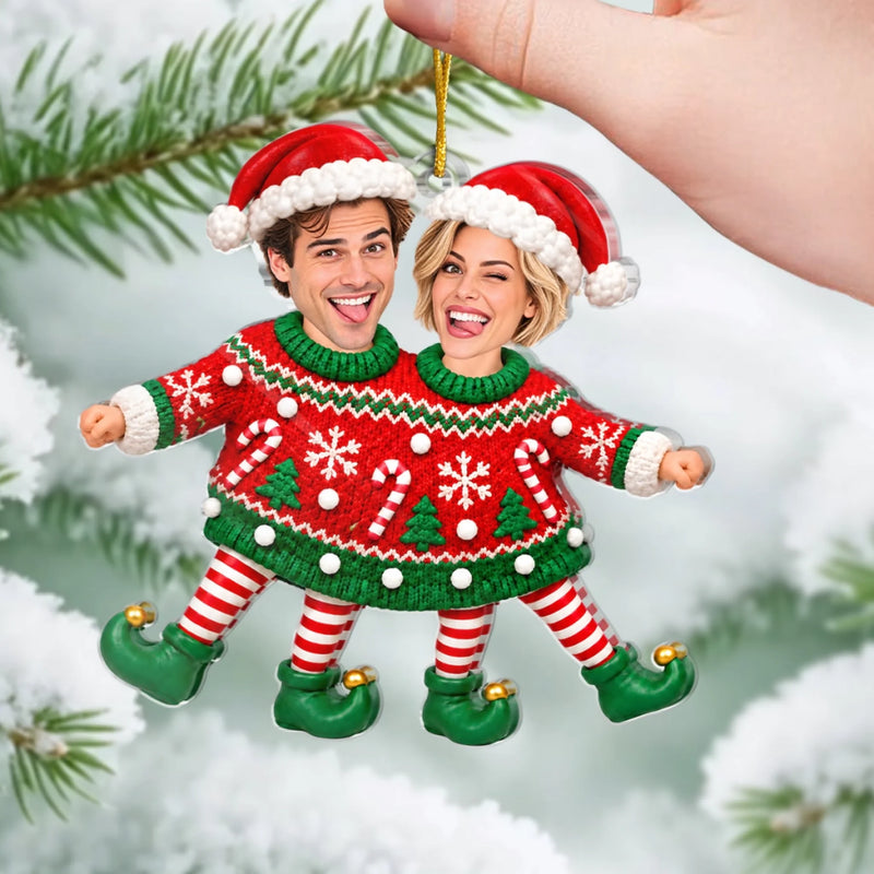 Custom Photo Funny Acrylic Ornament - Personalized Anniversary Christmas Wedding Gifts For Husband And Wife, Him And Her - Love Hanging With You
