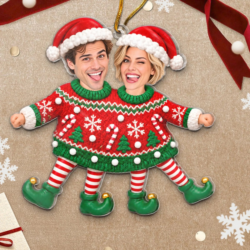 Custom Photo Funny Acrylic Ornament - Personalized Anniversary Christmas Wedding Gifts For Husband And Wife, Him And Her - Love Hanging With You