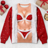 Custom Funny Ugly Sweatshirt - Personalized Christmas Birthday Gifts For Wife, Daughter, Besties, Sisters, Granddaughter, Grandma, Mom, Yourself - Santa’s Favorite Hot Mess