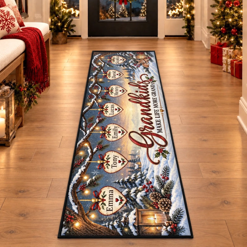 Custom Runner Rug - Personalized Christmas Birthday Gifts For Grandma, Grandpa - Grandkids Make Life More Grand
