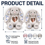 Custom Photo Heart Bunny Plush - Personalized  Memorial Sympathy Gifts For Loss Of Mom, Dad - Forever Remembered With Love