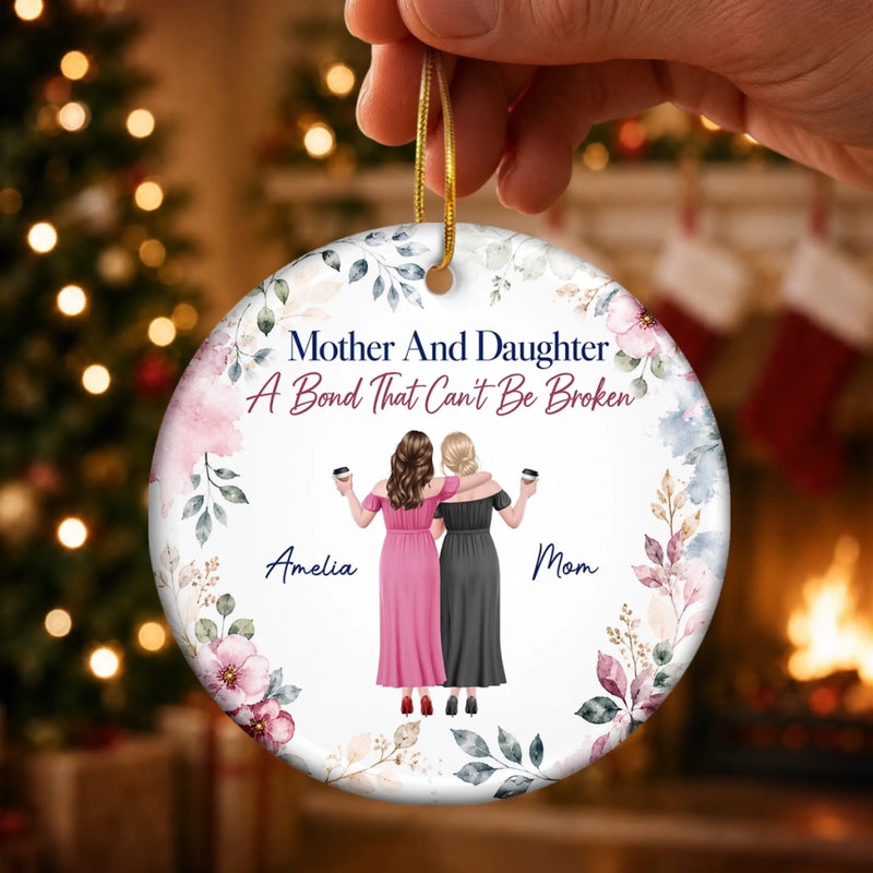 Custom Mother Daughter Christmas Gifts - Personalized Ceramic Ornament