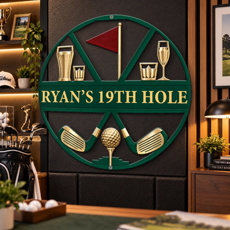 Custom Golf 19th Hole Decor - Personalized Custom Shaped Metal Sign
