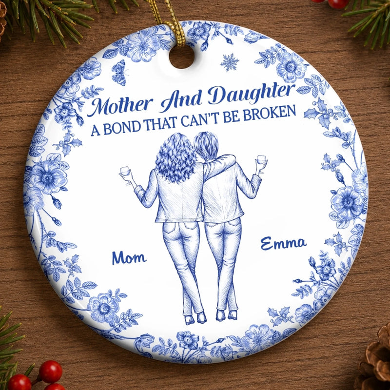 Custom Mother and Daughter Christmas Gift - Personalized Ceramic Ornament