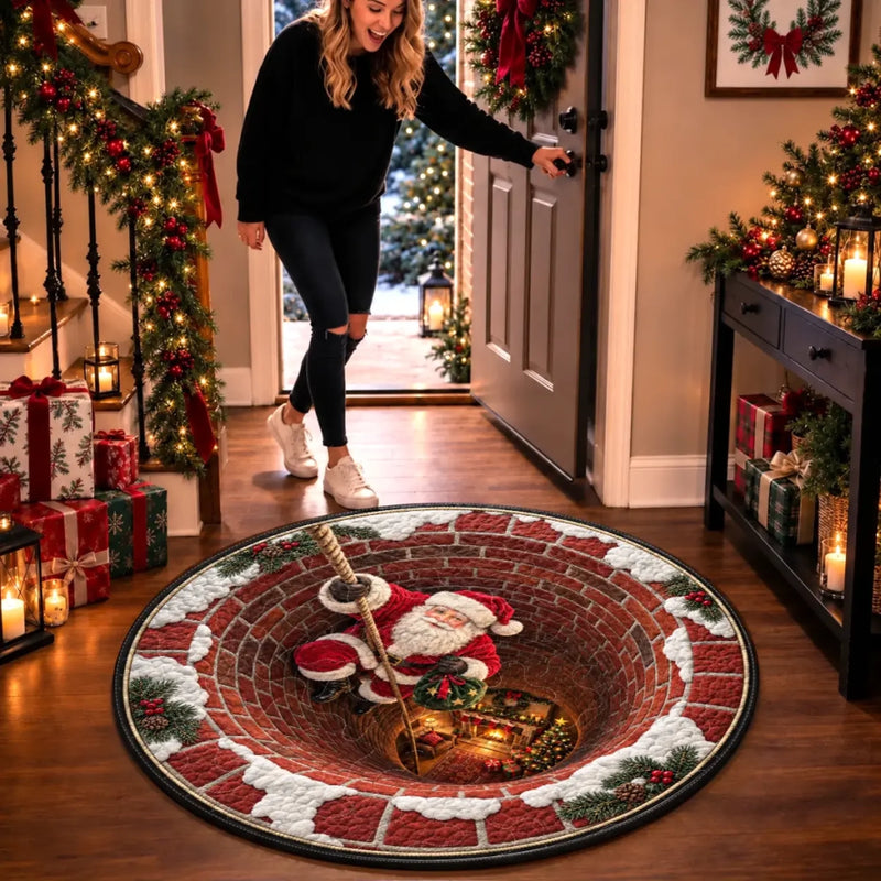 Custom Santa Christmas Decor - Personalized Quilted Round Mat