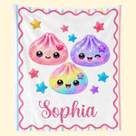 Custom Kawaii Dumpling Squishy Name Gifts for Girls - Personalized Blanket