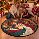 Custom Photo Christmas Dog Decor - Personalized Quilted Round Mat