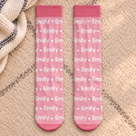 Custom Name Heart Pattern Kids Gifts - Personalized Middle Tube Socks
