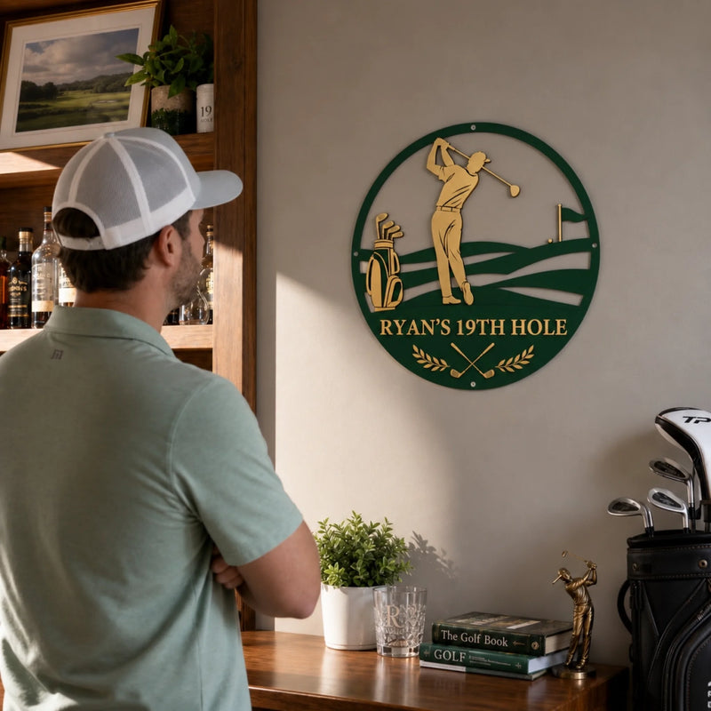 Custom Golf 19th Hole Decor - Personalized Custom Shaped Metal Sign