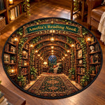 Custom Reading Nook Name Decor - Personalized Quilted Round Mat