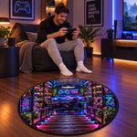Custom Gamer Game Room Decor - Personalized Quilted Round Mat