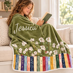 Custom Name Floral Book Lover Gifts - Personalized Blanket
